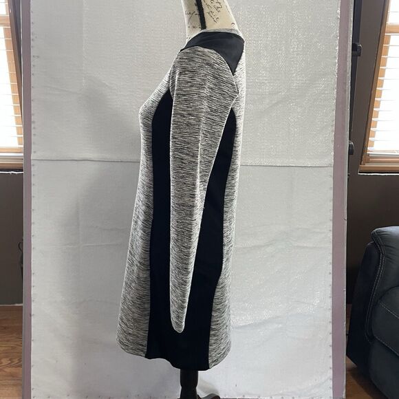 Athleta Dress Size Small Gray Black Color-block OMEGA Long Sleeve Bodycon Knit - Picture 3 of 10